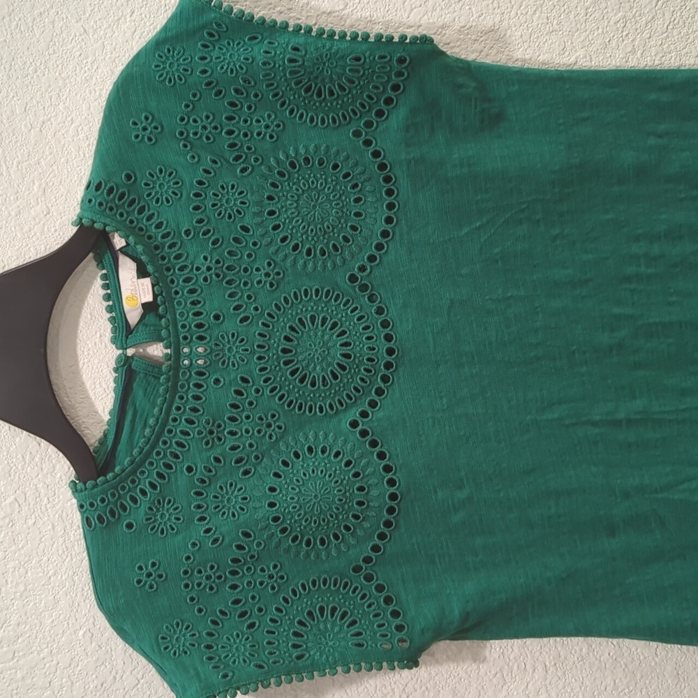 Boden Women's Emerald Green Cotton Cutwork T Shirt Dress - Picture 5 of 8